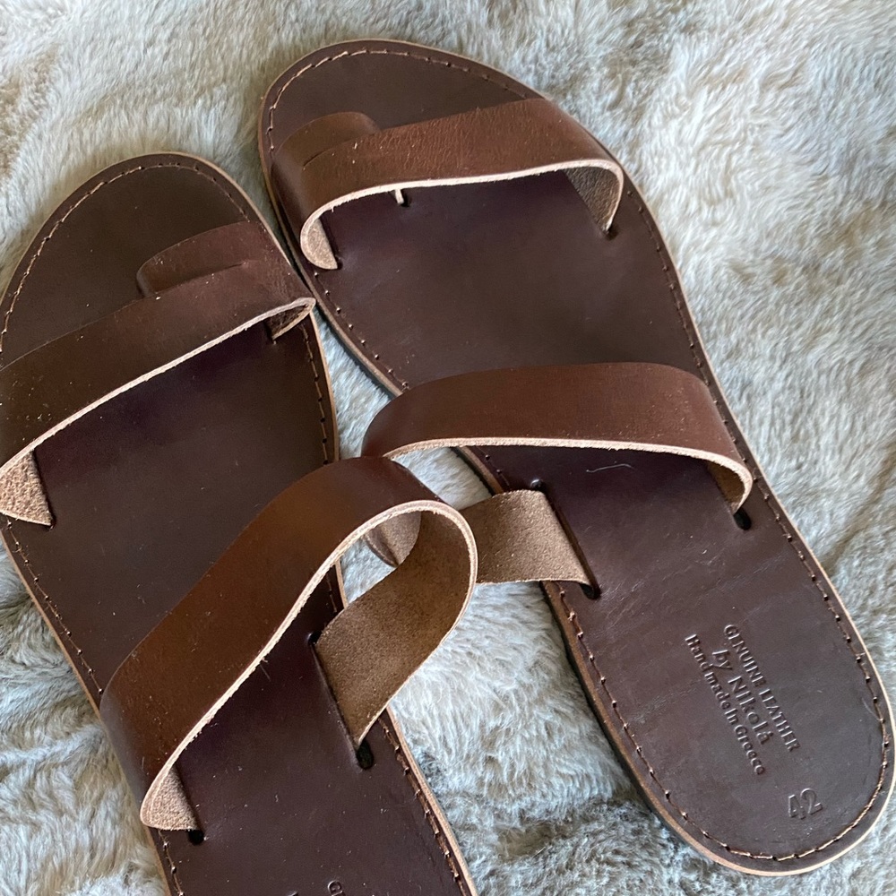 Leather Greek Sandals, Size 42